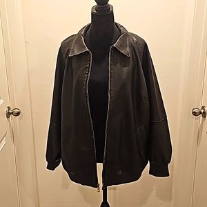 Women's Distressed Faux Leather Bomber Jacket - Wild Fable Black